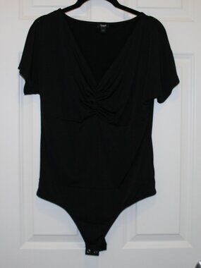 Express Black Ruched Neck Bodysuit